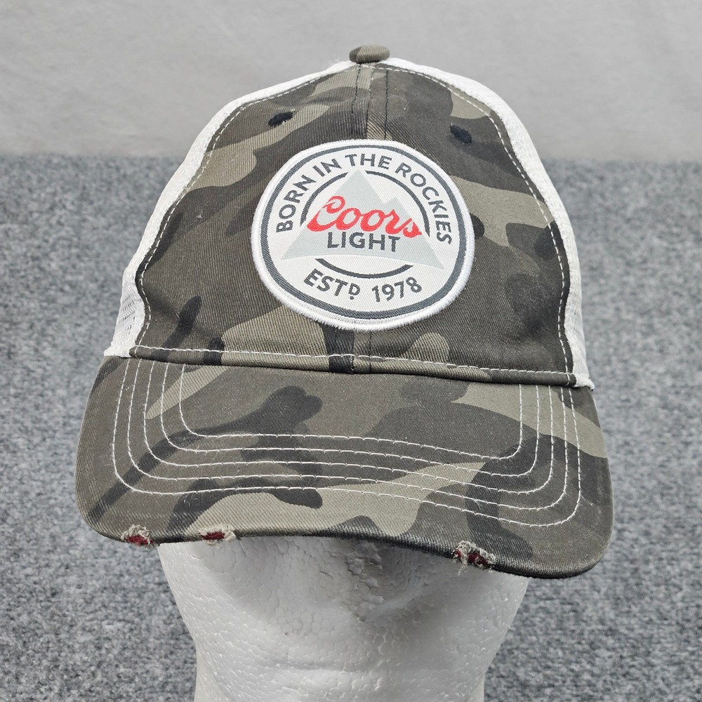 Coors Light Hat‎ Camo Beer Trucker Cap Mesh Strapback Promo Utility Workwear